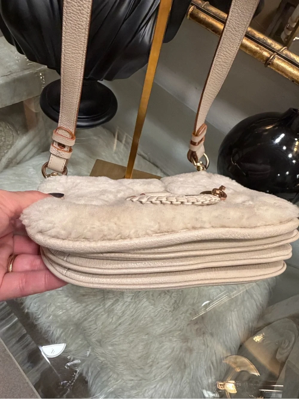 See by Chloe Plush Shearling Crossbody Bag - Cream
